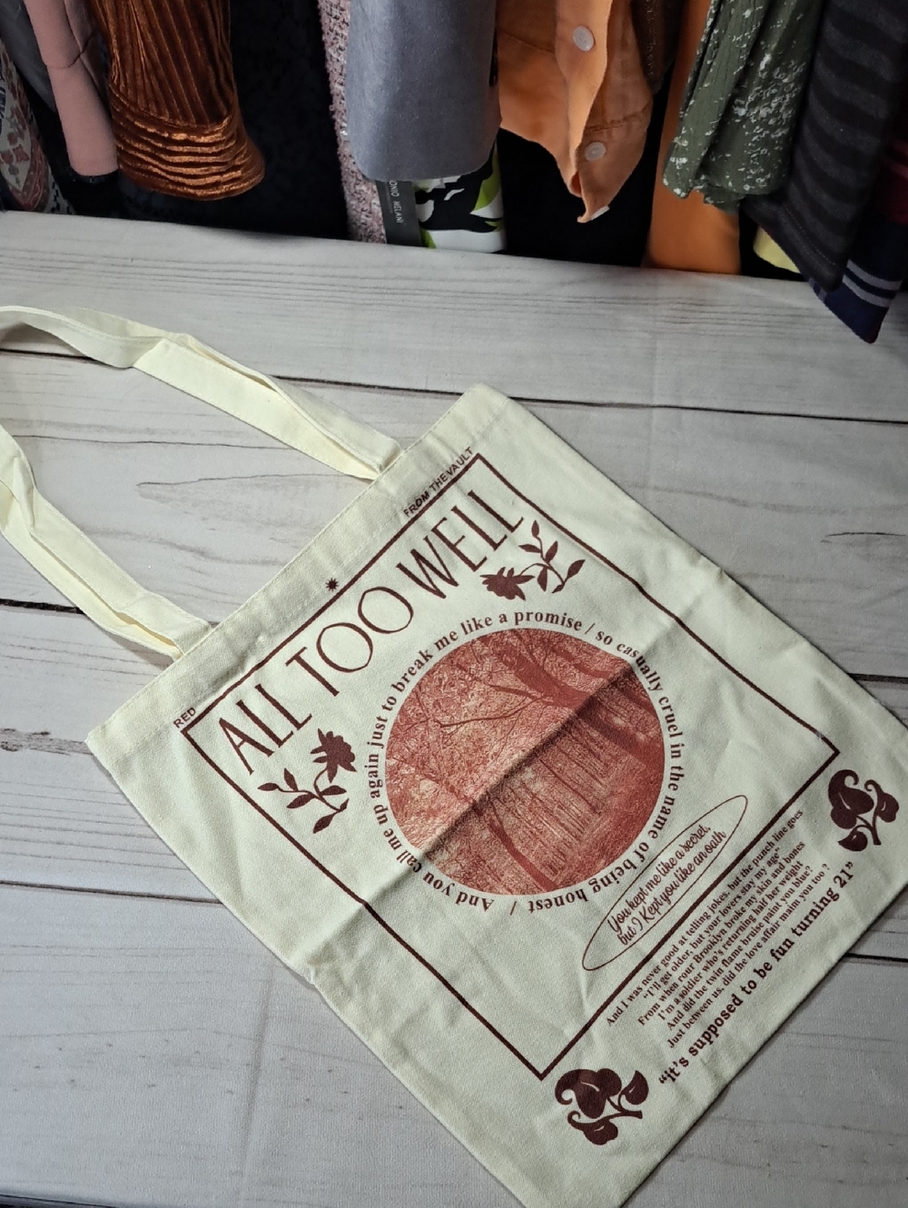 T Swift Inspired Cream Tote Bag